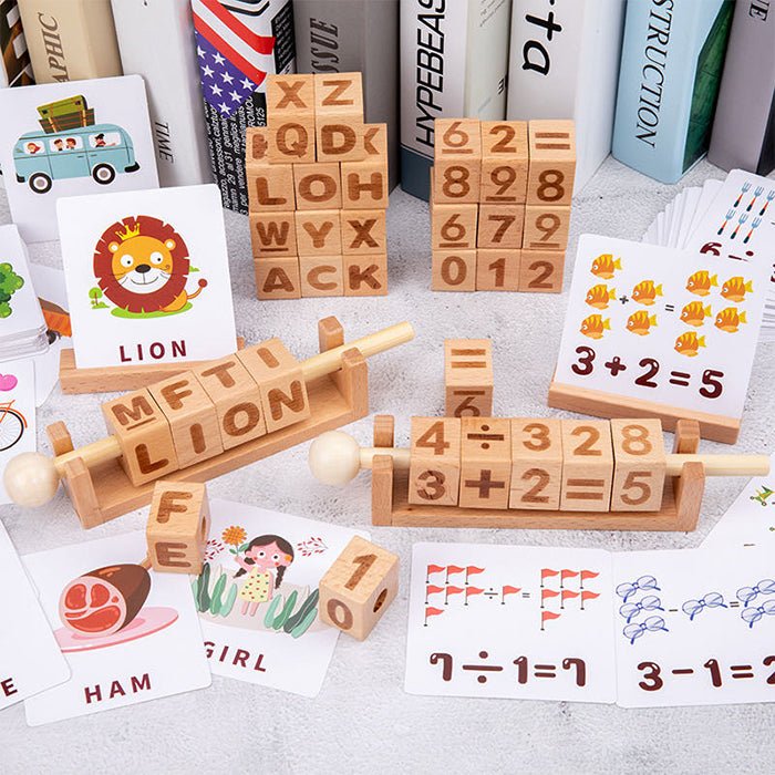 Wooden Number matching / Word Pair Learning Mathematics toys Open ended wooden toys